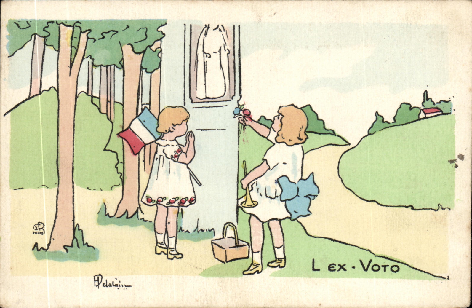 CPA Enfants Illustrateur Ex Voto 