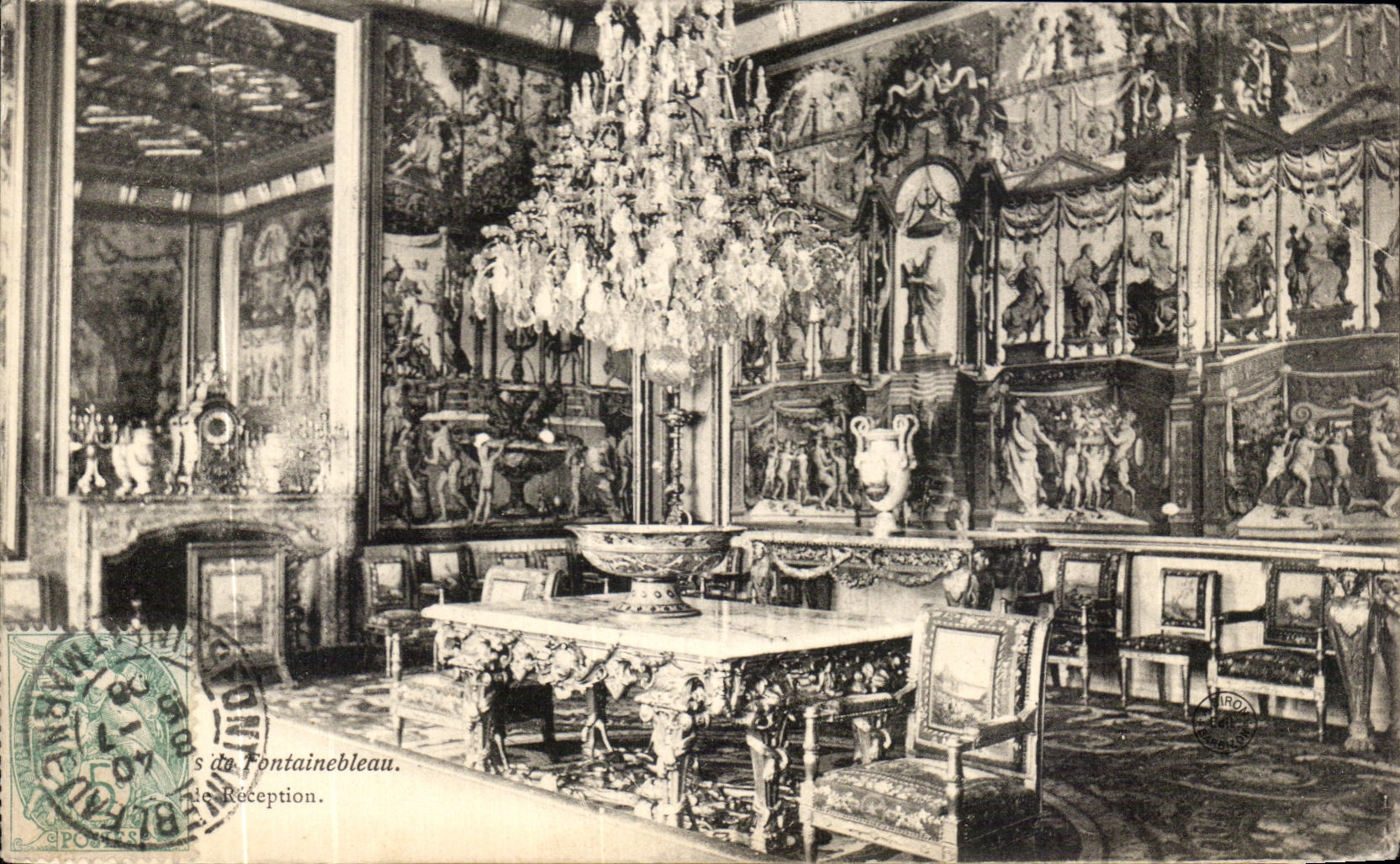 Salle de Réception du Château de Fontainebleau — vue intérieure ornée — éditeur anonyme