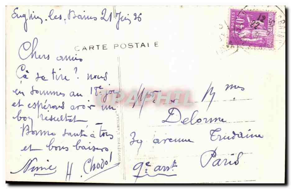 CPA Enghien Les Bains L Etablissement Thermal — Verso