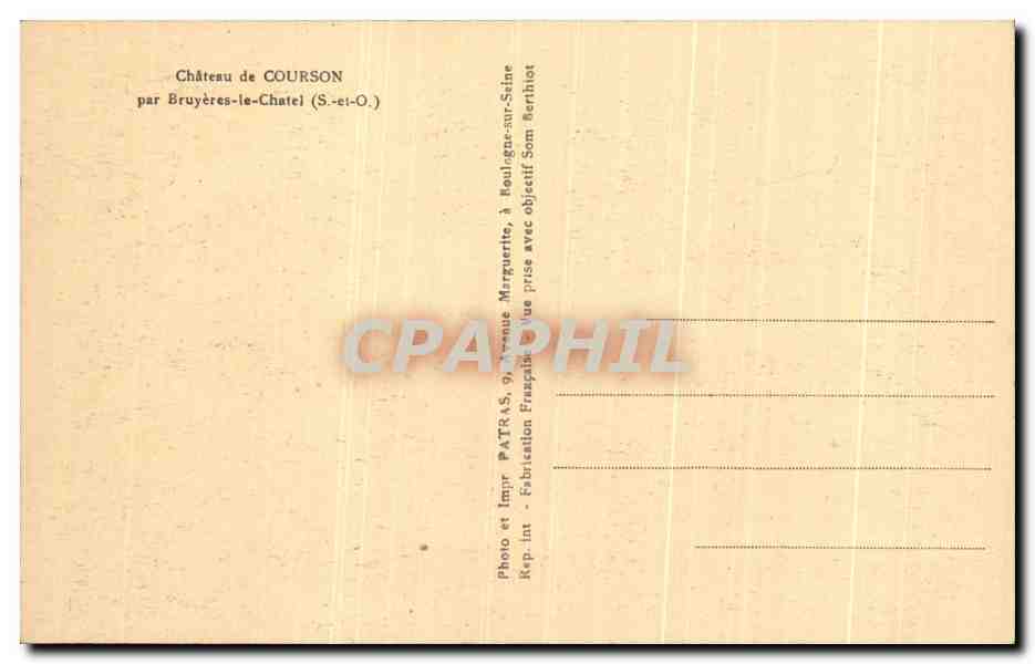 CPA Courson Chatrau De Par Bruyeres le Chatel — Rückseite