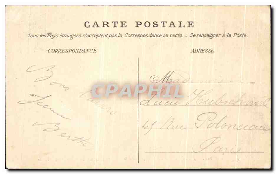 Bosque de Fontainebleau — Esfinge de los Druidas (Franchard) — editor no visible, n° de serie 101 — Reverso