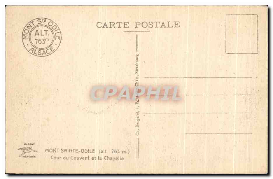 CPA Mont Saint Odile Cour du couvent et la chapelle — Verso