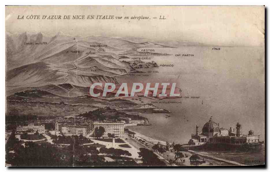 CPA Nice La cote D Azur De Nice En Italie vue en aeroplane