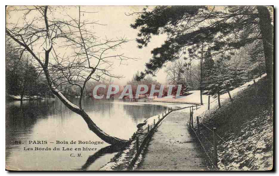 CPA Paris Bois de Boulogne Les Bords du Lac en Hiver
