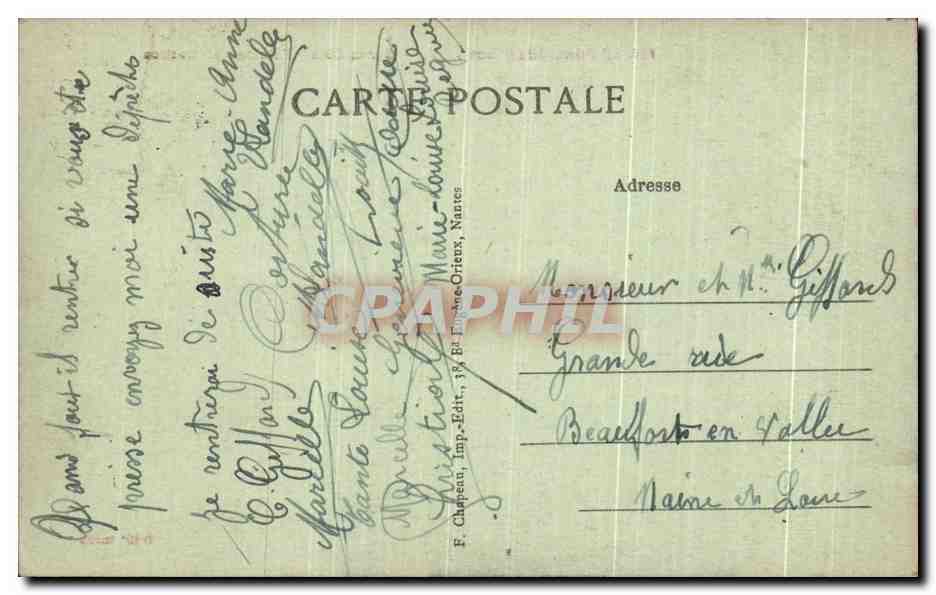 CPA Le Pouliguen Sur la Cote Falaises et rochers — Rückseite