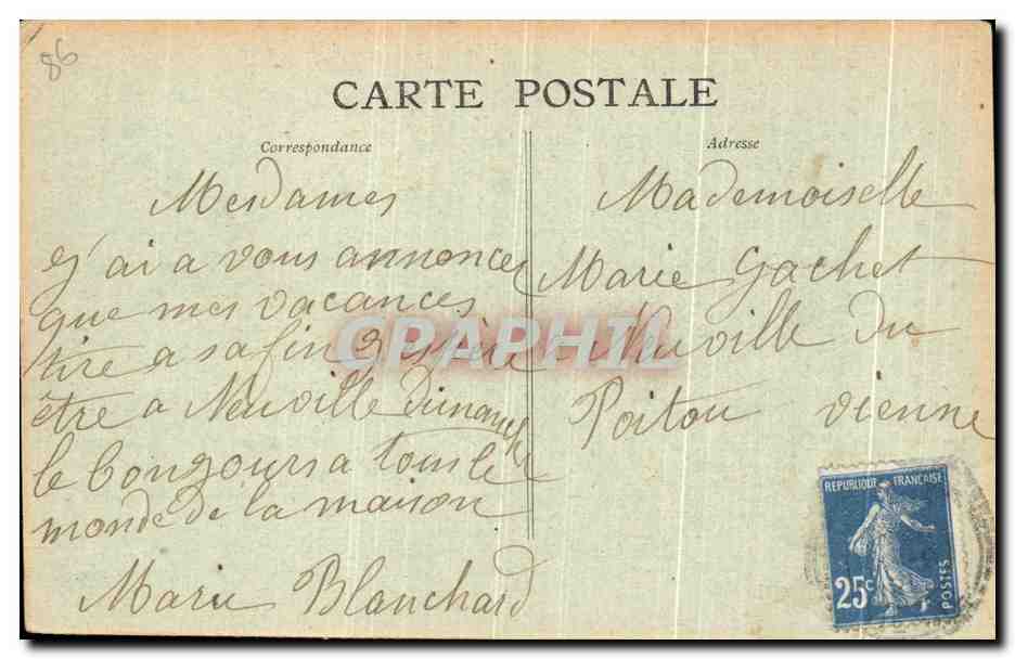 Dissais (Vienne) — Le Château de Dissais — Vue à vol d’oiseau d’après un dessin — Jules Robuchon, phot. Poltiers - 943 — Verso