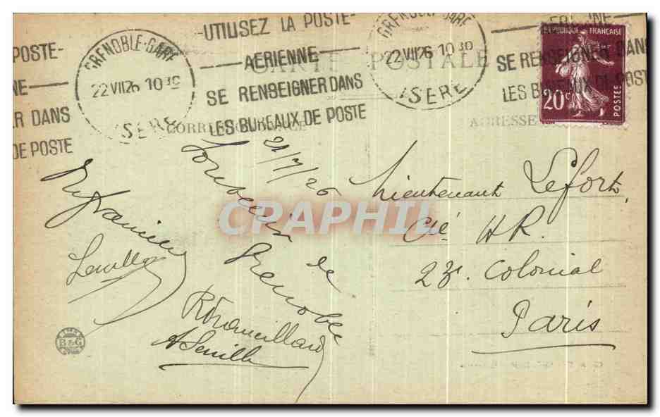 Grenoble — Pont d'Esplanade et les Forts de Rabot et de la Bastille — Cl. A. V. Coll. E. P. Grenoble — Rückseite