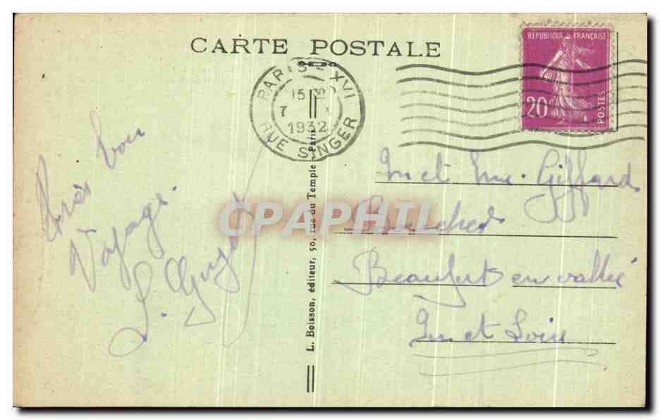CPA Paris Palais De Justice et Conciergerie Peniche  — Rückseite