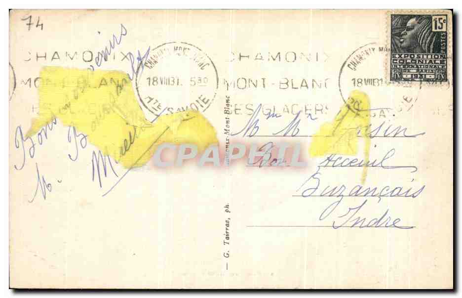CPA Chamonix Mont Blanc Alpinisme — Verso