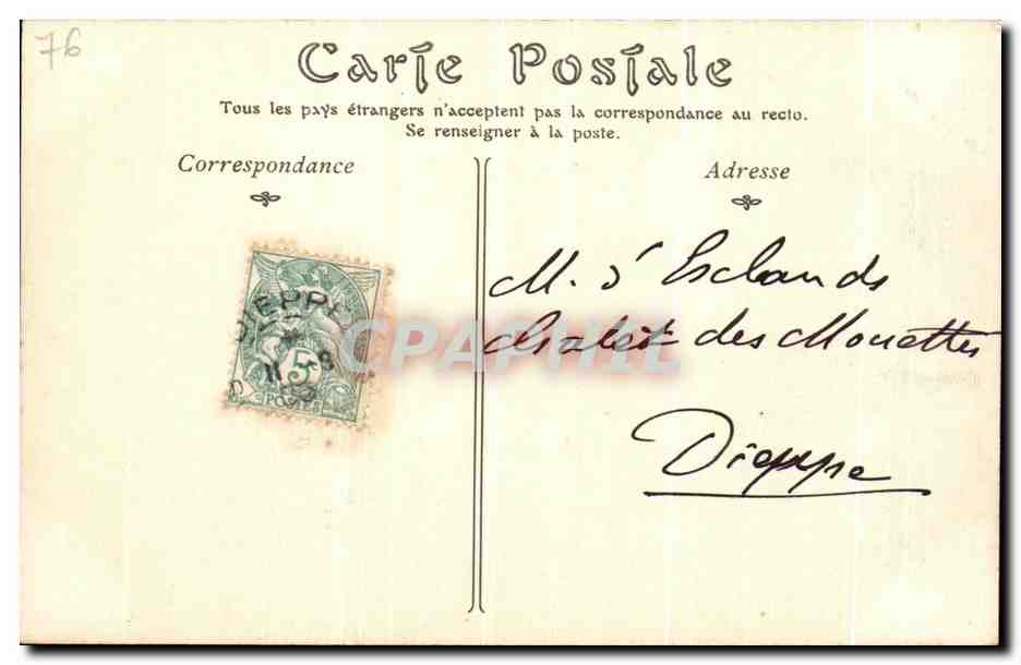 CPA Dieppe Vue Generale de la Ville et Le Chateau  — Verso