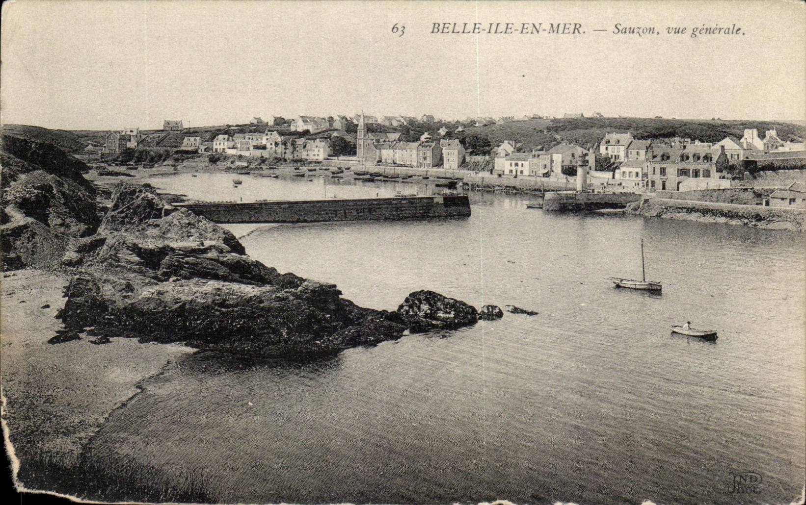 Antike Ansichtskarte Belle Ile En mer Sauzon Allgemeiner Blick