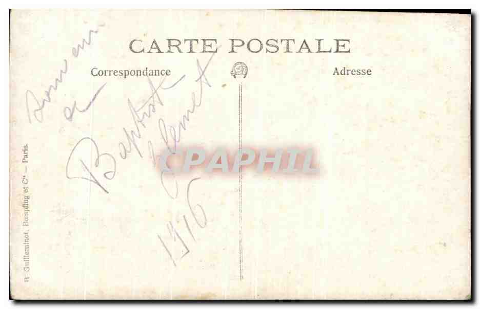 Trois soldats — studio photographique — R. Guillennhot, Besançon et Cie — Verso