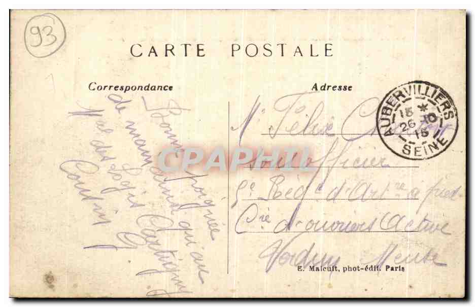 CPA Aubervilliers Le Boulevard Felix Faure — Rückseite