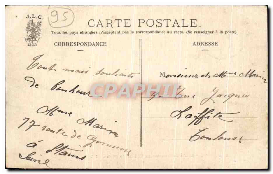 Stains — Route de Gonesse au lieu dit le Globe — J.L.C. — Verso