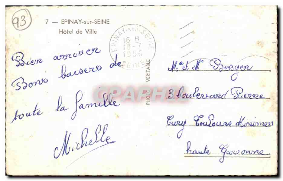 CPSM Epinay Sur Seine Hotel de Ville — Rückseite