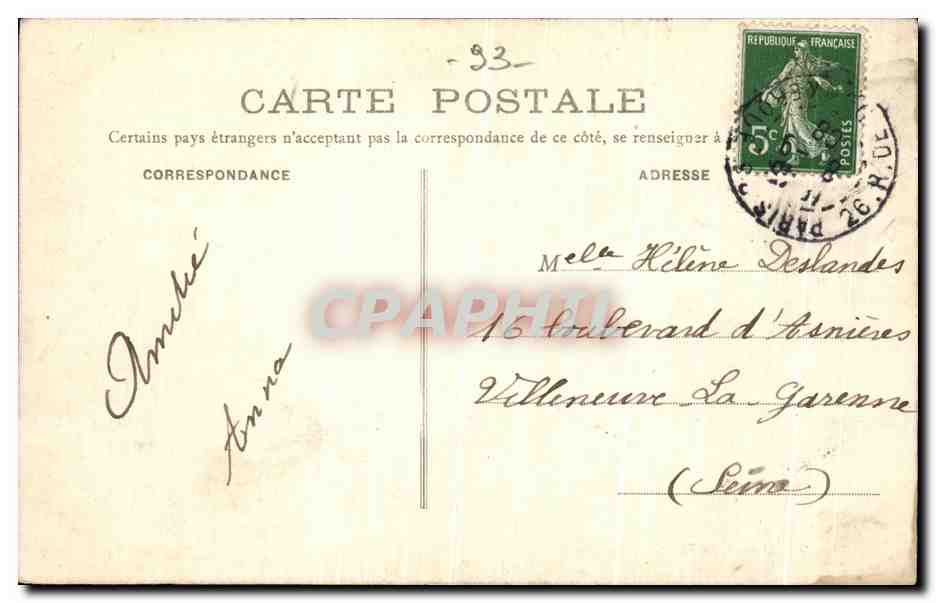 CPA Aulnay Sous Bois Fosses et Ruines du Chateau — Rückseite