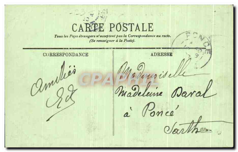 CPA Epinay La Rue de Paris La Poste Voiture a Ane — Rückseite