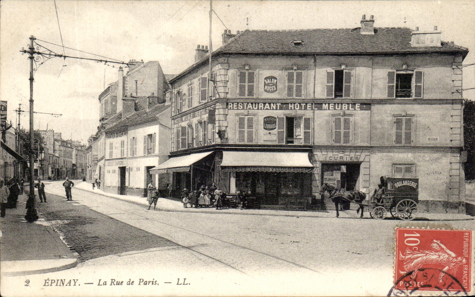 CPA Epinay La Rue de Paris Boulangerie Restaurant