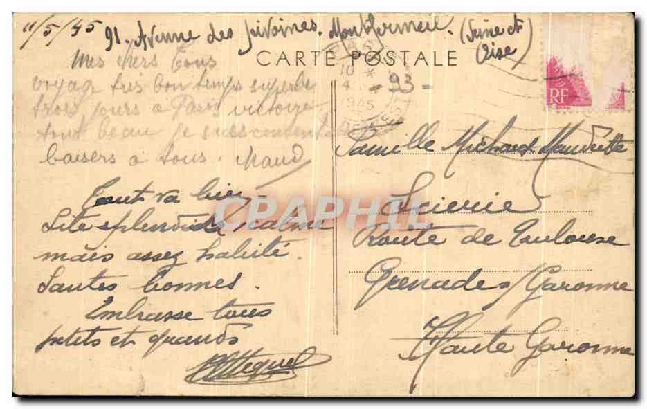 CPA Gagny Montfermeil Parc et Chateau de Montgrichet — Back