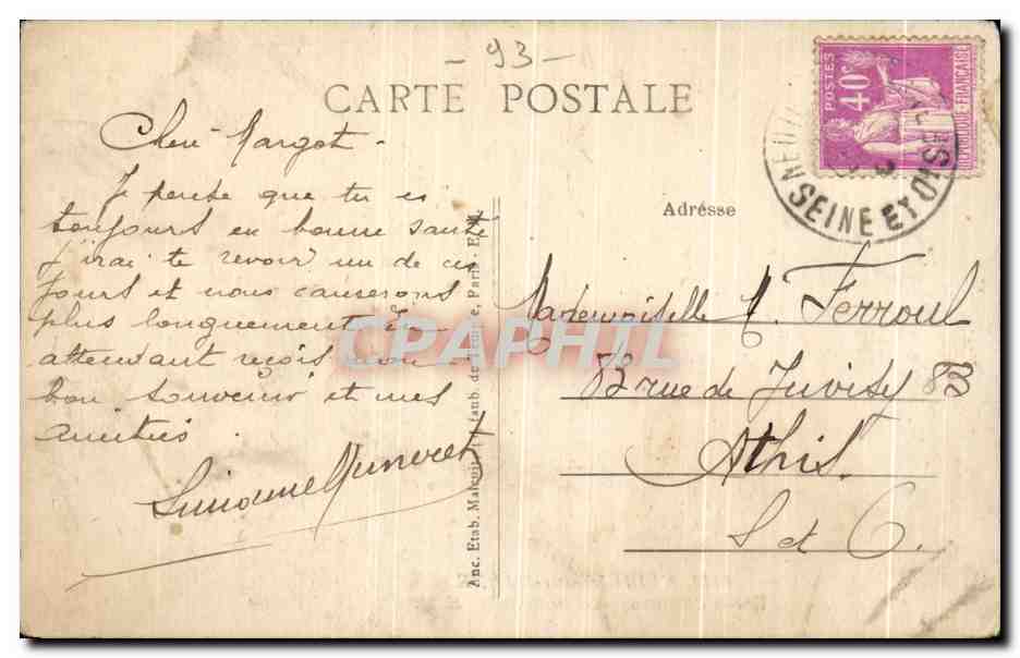 CPA Neuilly sur Marne Bords de Marne La Baignade — Back