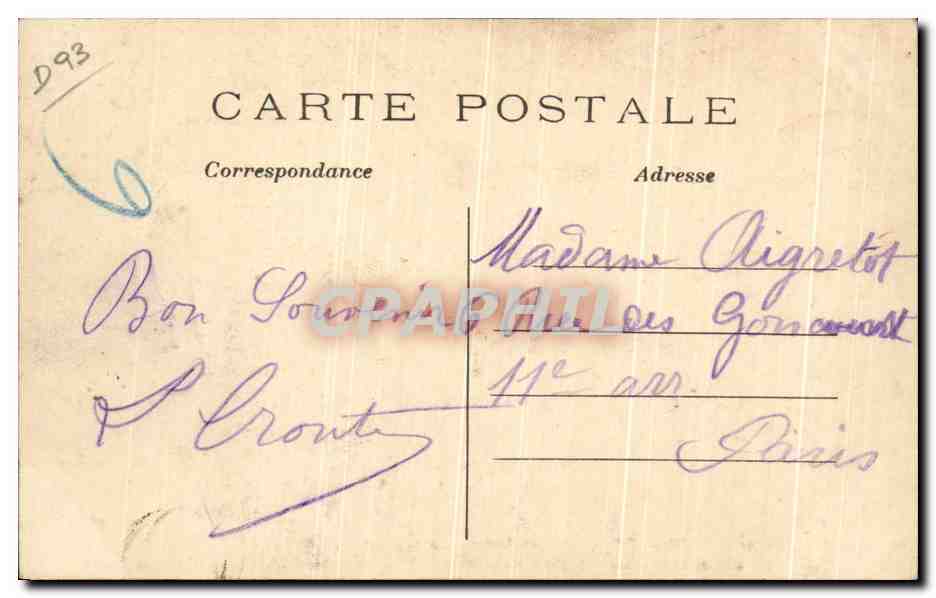 CPA Pavillons Sous Bois Allee du Rendez Vous — Rückseite