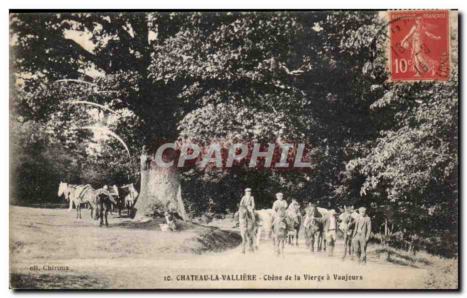 CPA Chateau La Valliere Chene de la Vierge a Vaujours Chevaux Anes Enfants