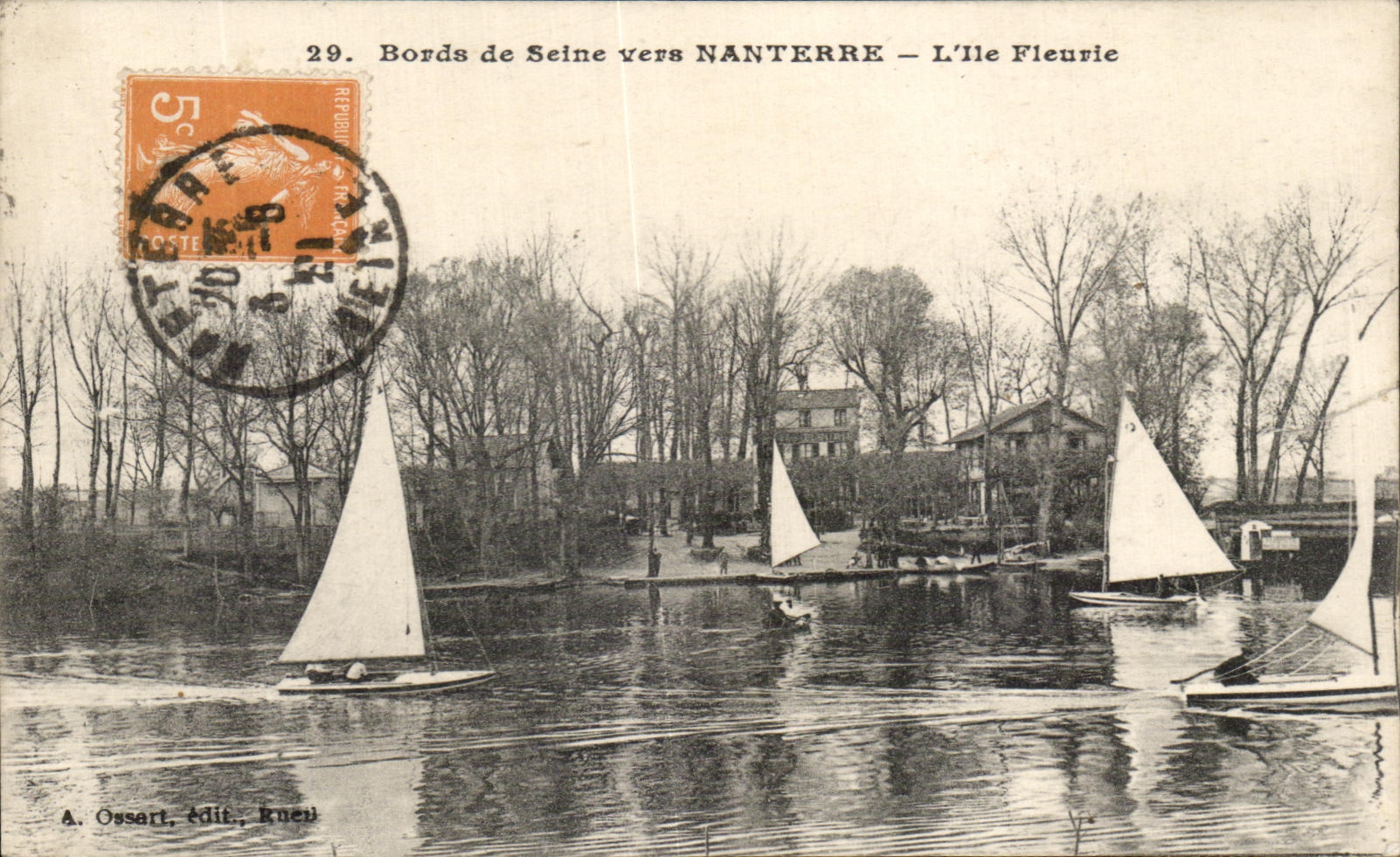 CPA Nanterre L Ile Fleurie Bords de Seine Bateaux