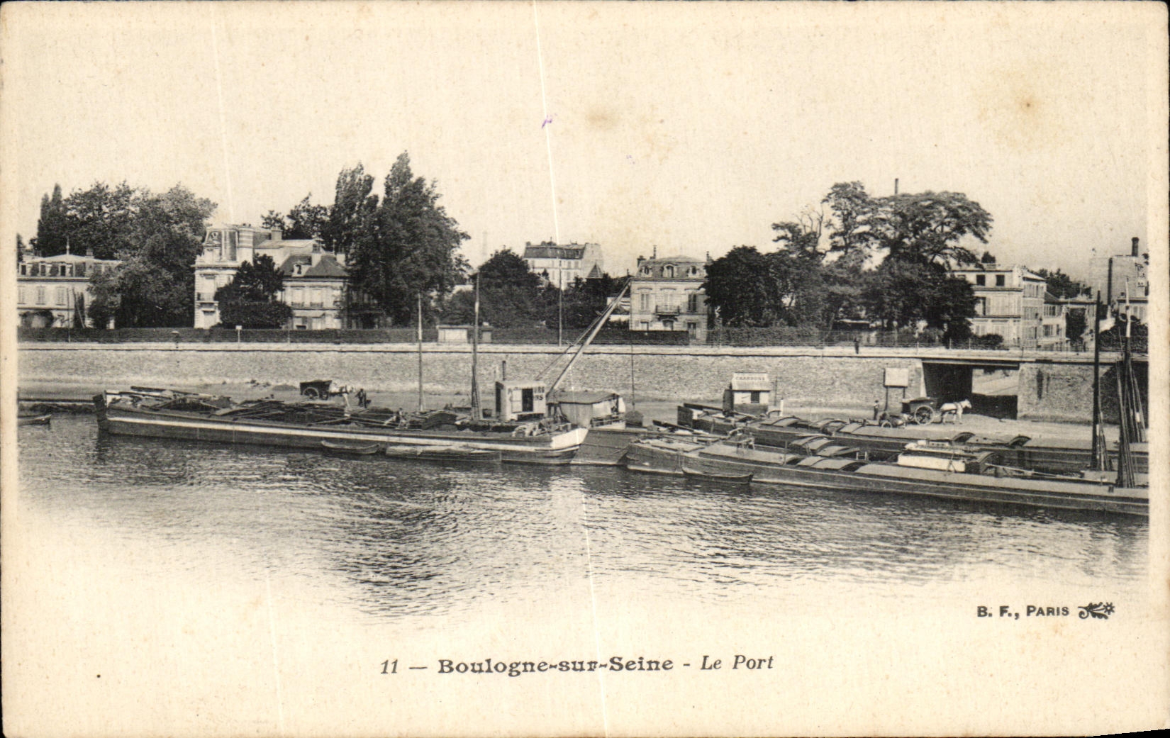 CPA Boulogne sur Seine Le port Bateaux peniches