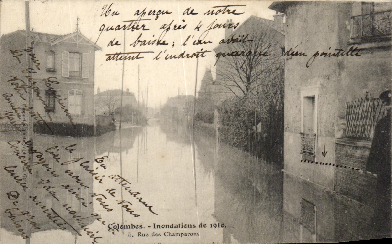 CPA Colombes Inondations de 1910 Rue des Champarons 
