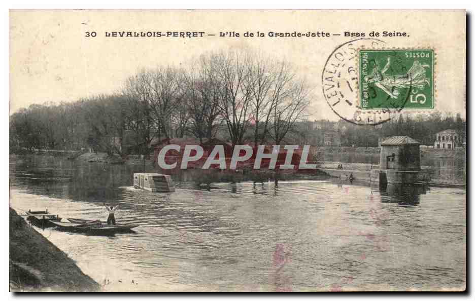 CPA Levallois Perret L ile de la Grande Jatte Bras de Seine