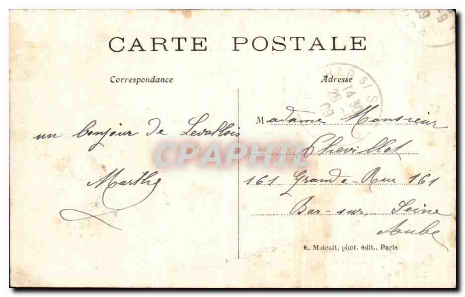 CPA Levallois Perret Les Bords de la Seine L ile de la Jatte Bateau  — Rückseite
