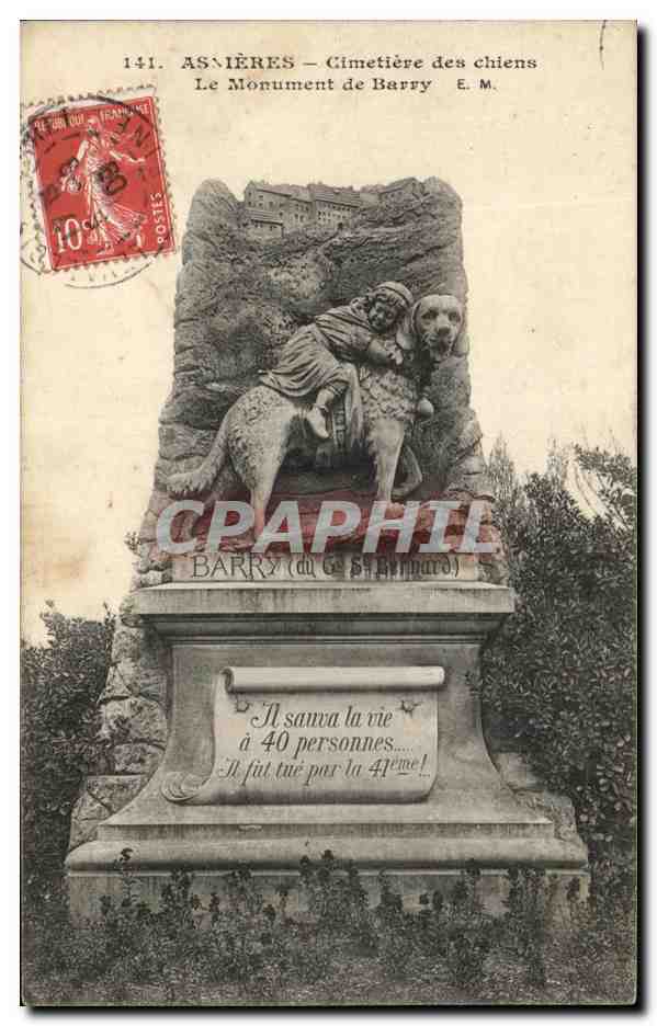 CPA Asnieres Clichy Le Cimetiere des Chiens Le Monument de Barry