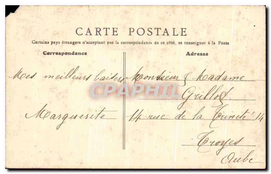 CPA Asnieres Hotel de Ville Le Parc — Rückseite