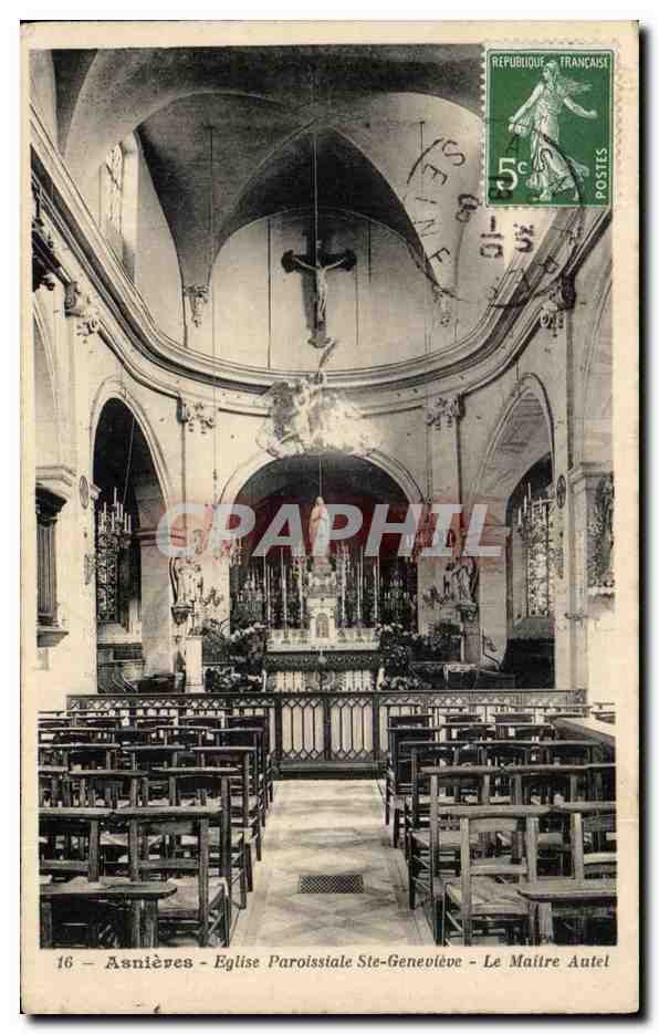 CPA Asnieres Eglise Paroissiale Ste Genevieve Le Maitre autel