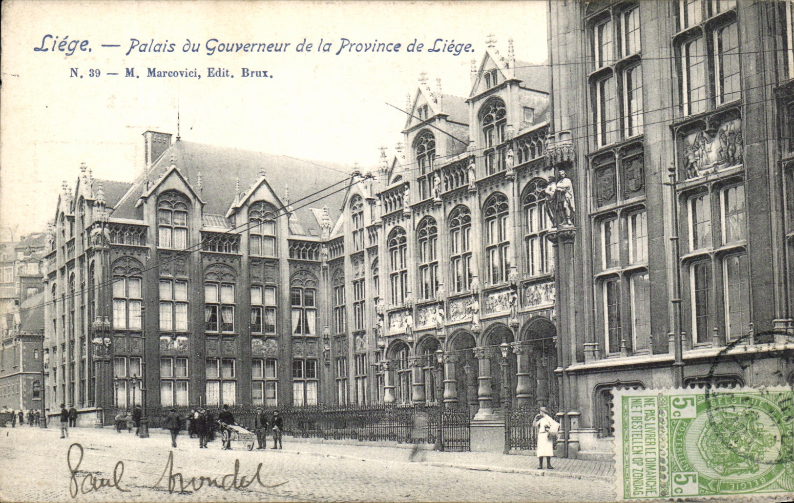 Liège — Palais du Gouverneur de la Province de Liège — M. Marcovici, Edit. Brux. N. 39