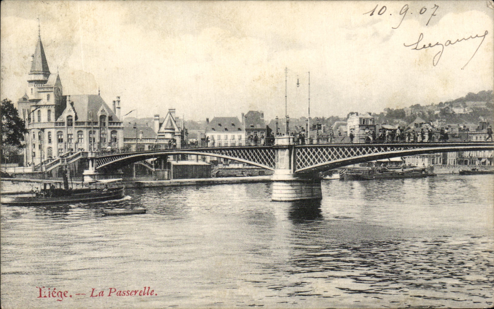 CPA Liege La Passerelle Bateau peniche 