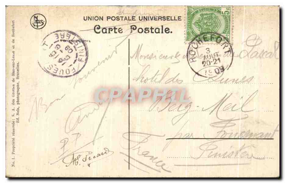 CPA Grotte de Han L Entree de la Salle des Draperles — Rückseite