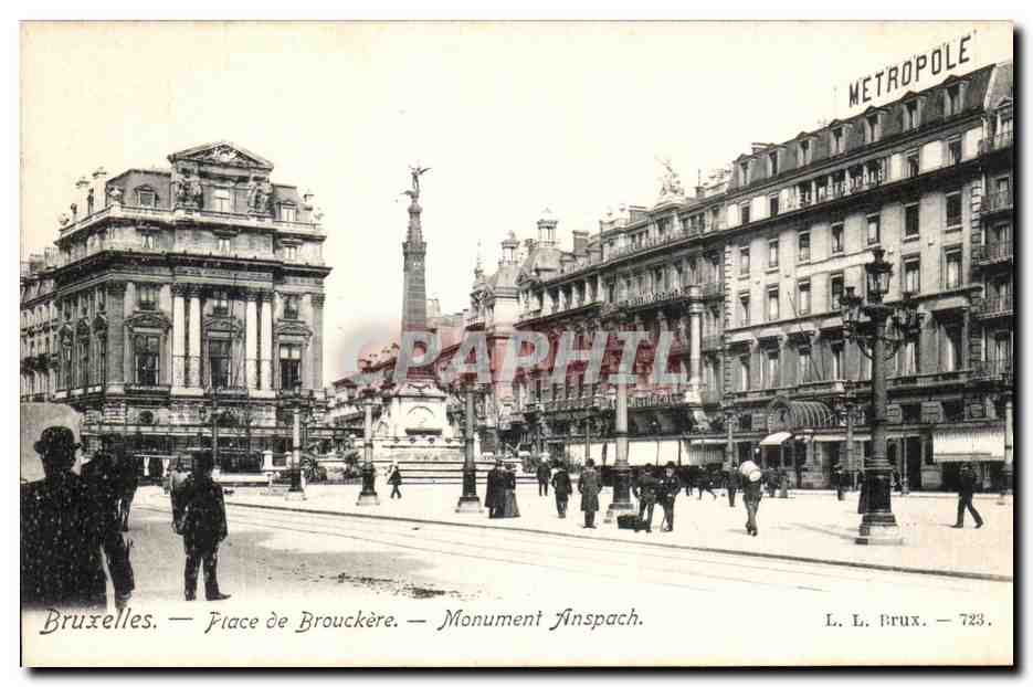 CPA Bruxelles Place de Brouckere Monument Anspach