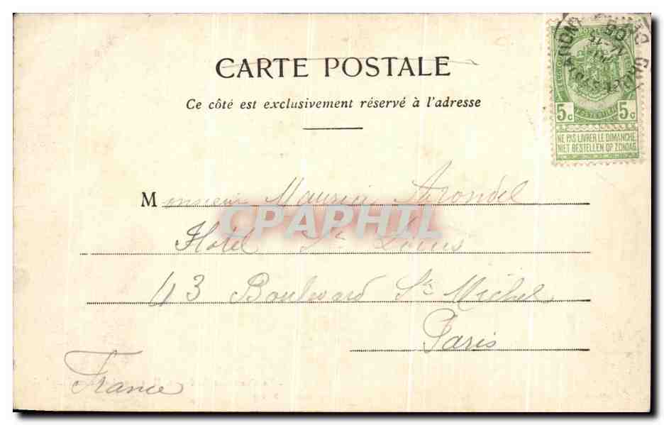 CPA Bruges La cheminee du Franc Lancelot Blondeel — Rückseite