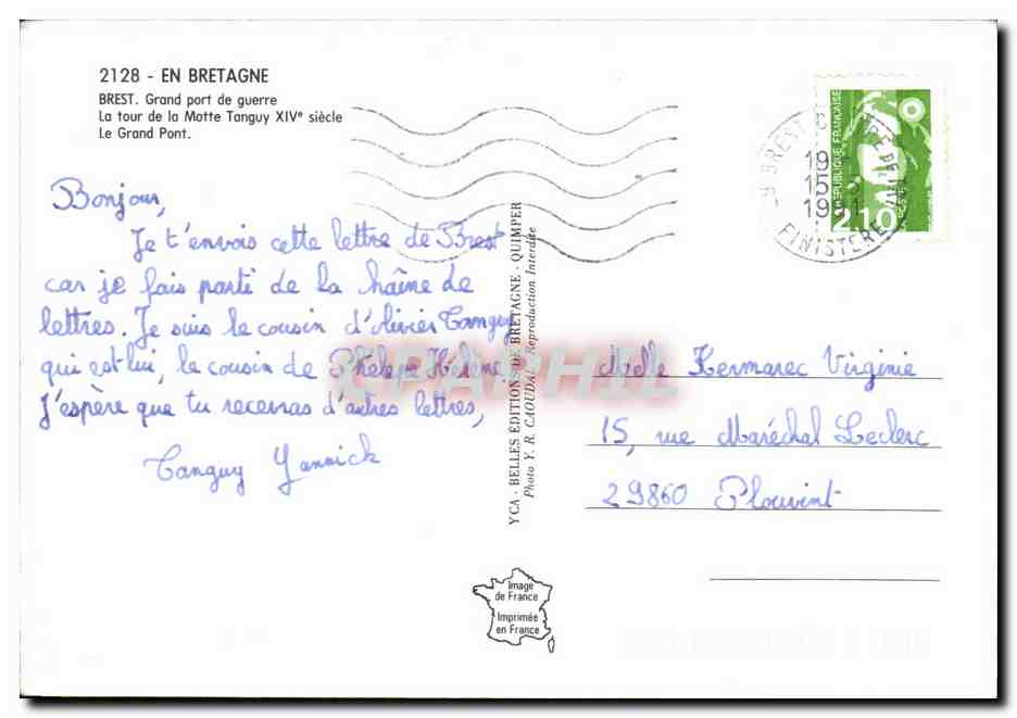 Brest — La tour de la Matte Tanguy XIVe siècle — YCA, BELLES ÉDITIONS DE BRETAGNE — Verso