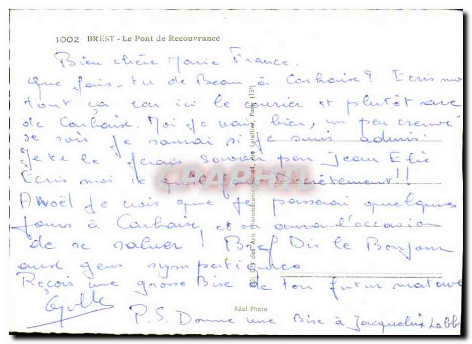 CPA Brest Le Pont De Recouvrance Bateau — Rückseite