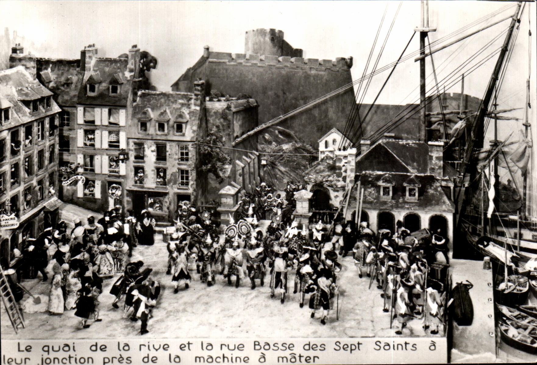 Der Kai der Küste und die Straße Basse des Sept Saints an ihrer Kreuzung nahe der Mast-Maschine — Diorama der Stadt Brest von Tanguy
