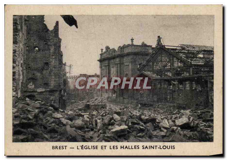CPSM Brest 1944 L Eglise Et les Halles Saint Louis 