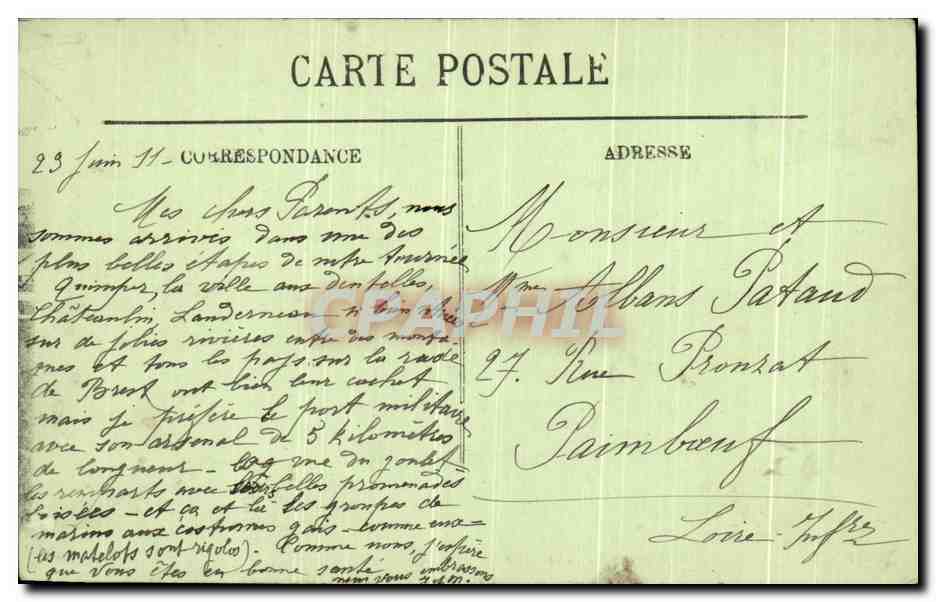 CPA Brest Le Semaphore Et Le Goulet  — Rückseite