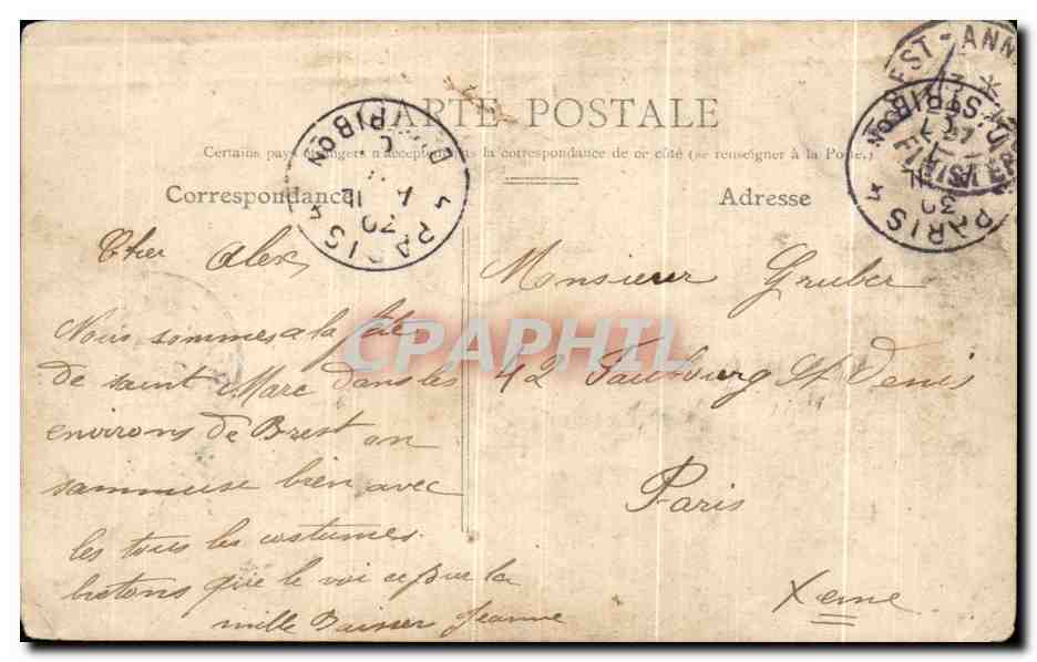 CPA Brest Le Grand Pont Ouvert  — Rückseite