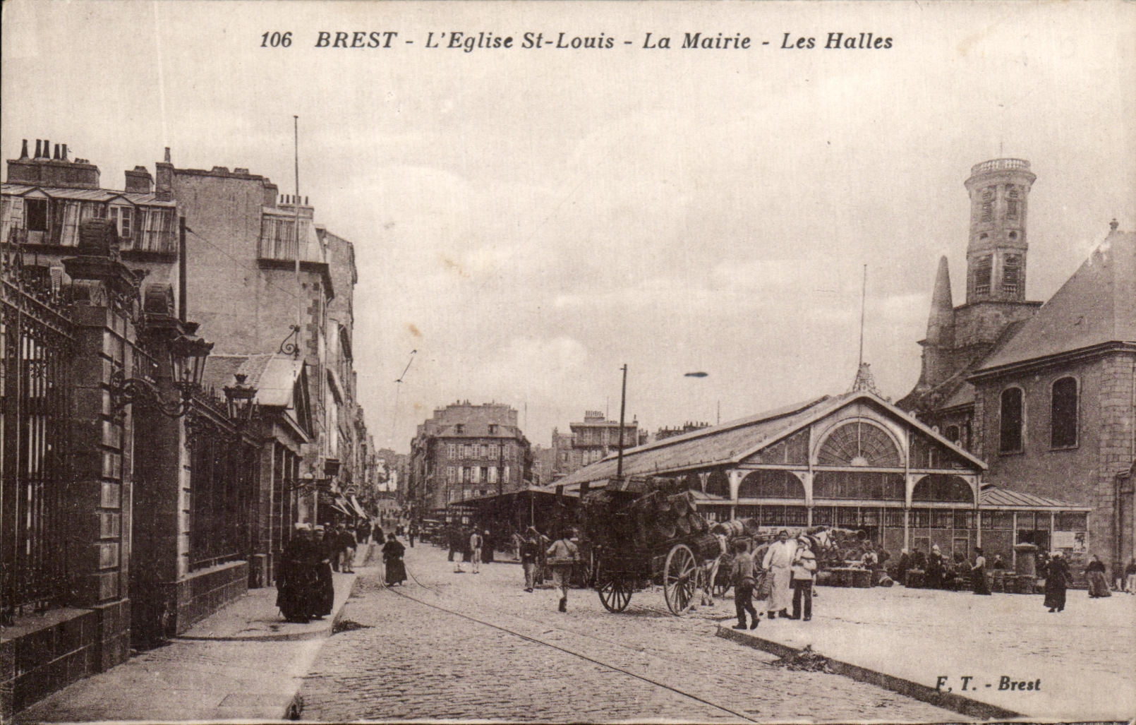 CPA Brest L Eglise St louis La Mairie Les Halles Marche