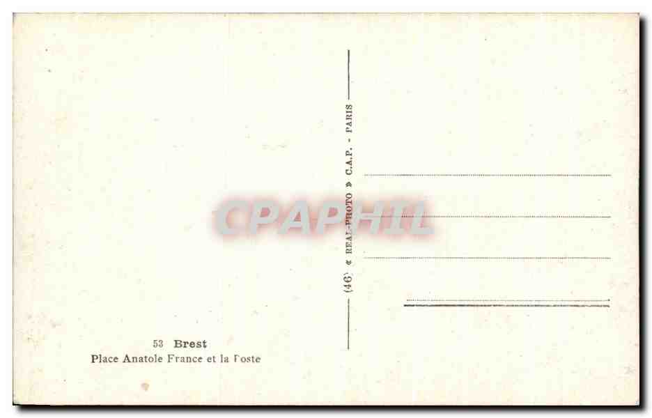 CPSM Brest Place Anatole France Et La Poste  — Rückseite