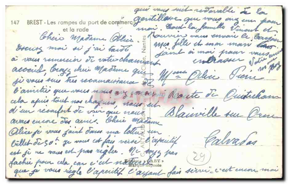 CPSM Brest Les Rampes Du Port De Commercd Et La Rade  — Rückseite