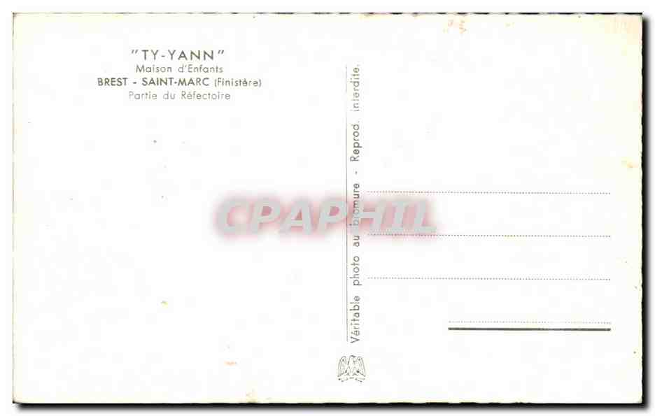 CPSM Brest Saint Marc Partie du Refectoire Maison d enfantgs Ty Yann  — Rückseite