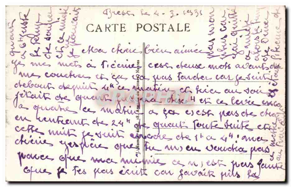 CPA Brest Les Bords De La Rade au Pied du Chateau  — Rückseite